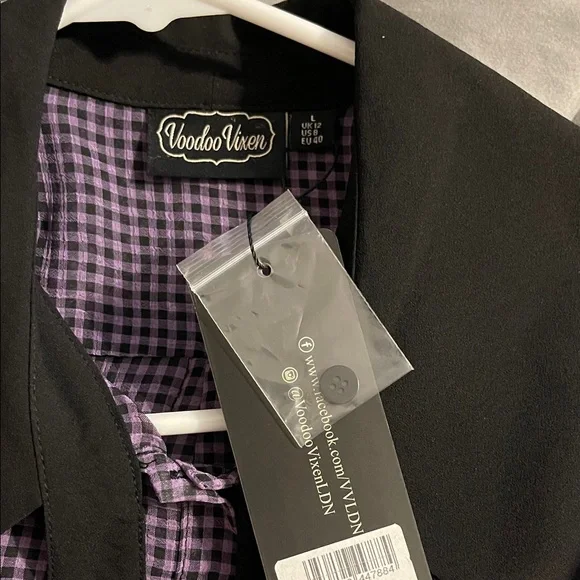 Voodoo Vixen Black and Purple Gingham Blouse - Picture 4 of 4